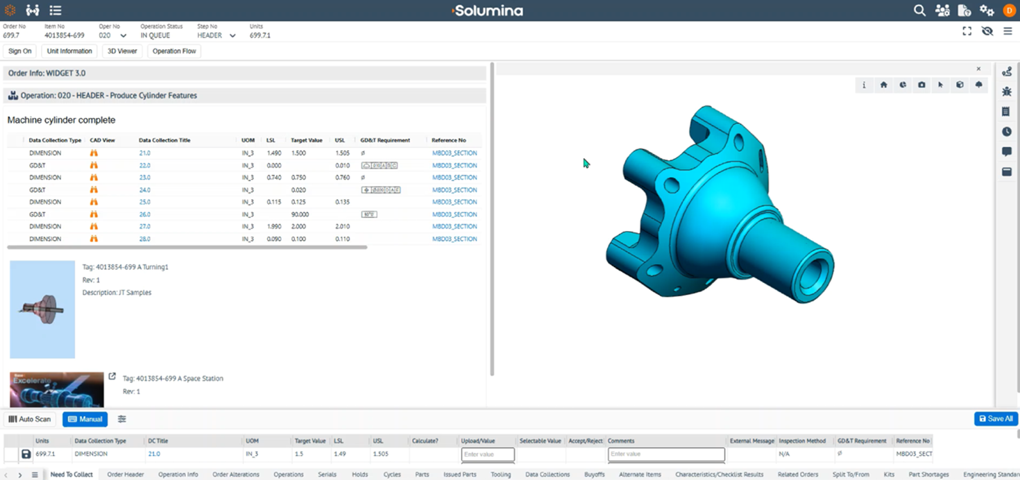 screenshot of Solumina MES